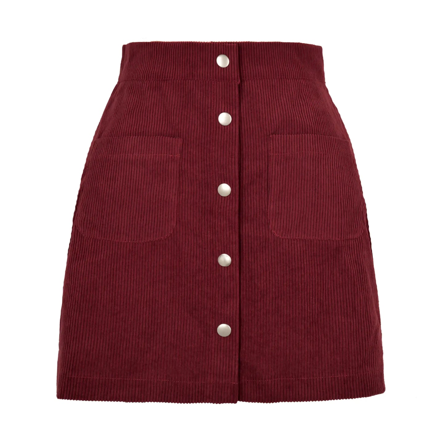 Single-breasted Slim Fit Solid Color Skirt