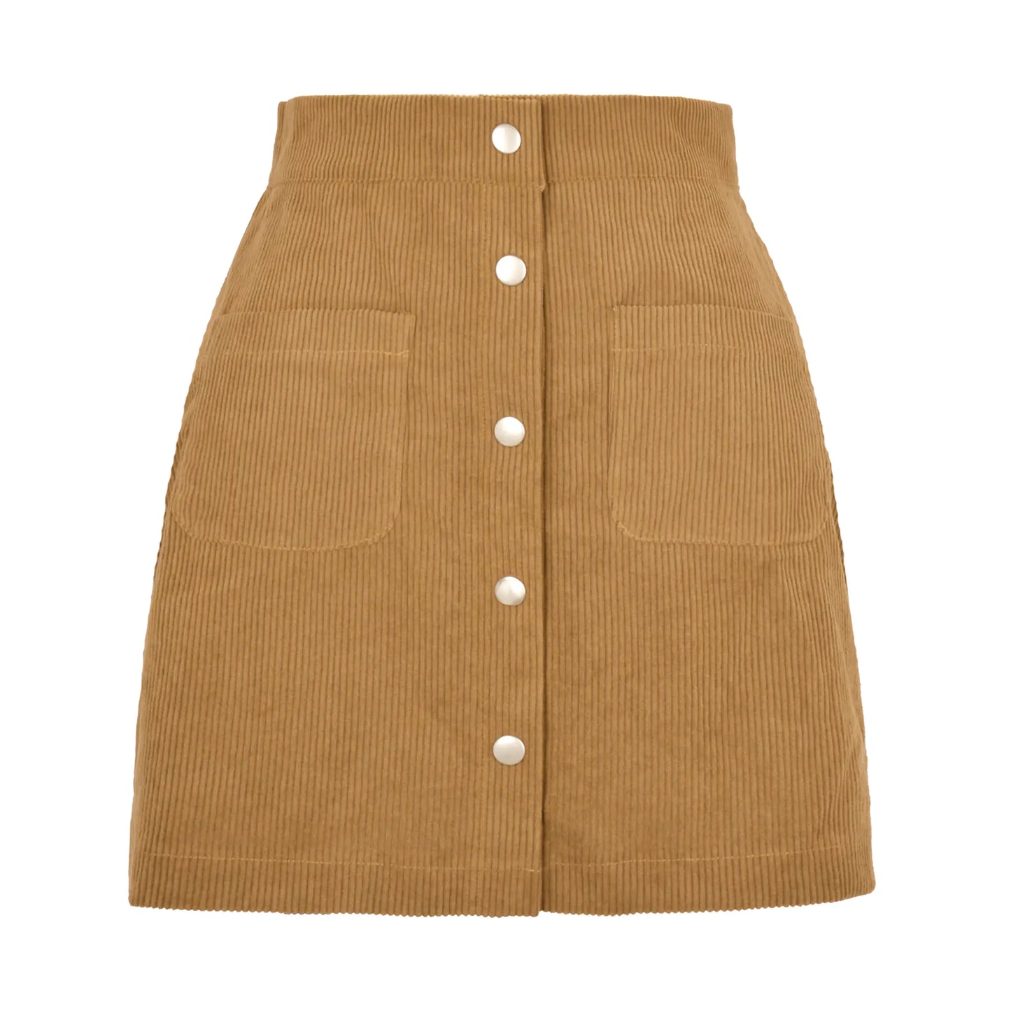 Single-breasted Slim Fit Solid Color Skirt