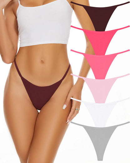 Sunm Boutique G-String Thongs for Women Seamless Thongs Sexy Womens Underwear No Show Stretch Panties 6 Pack