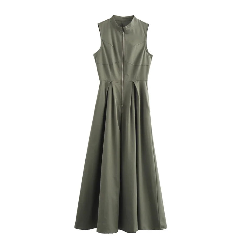 Sleeveless Zipper Summer Dress