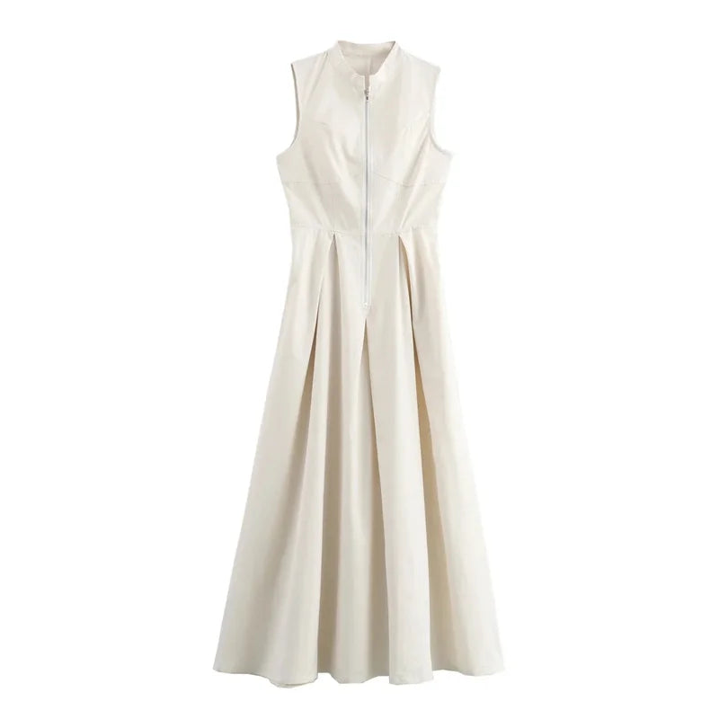Sleeveless Zipper Summer Dress