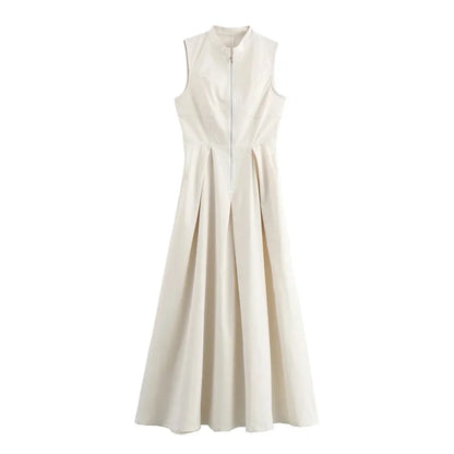Sleeveless Zipper Summer Dress
