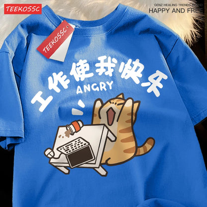 Unisex Cat Print Top