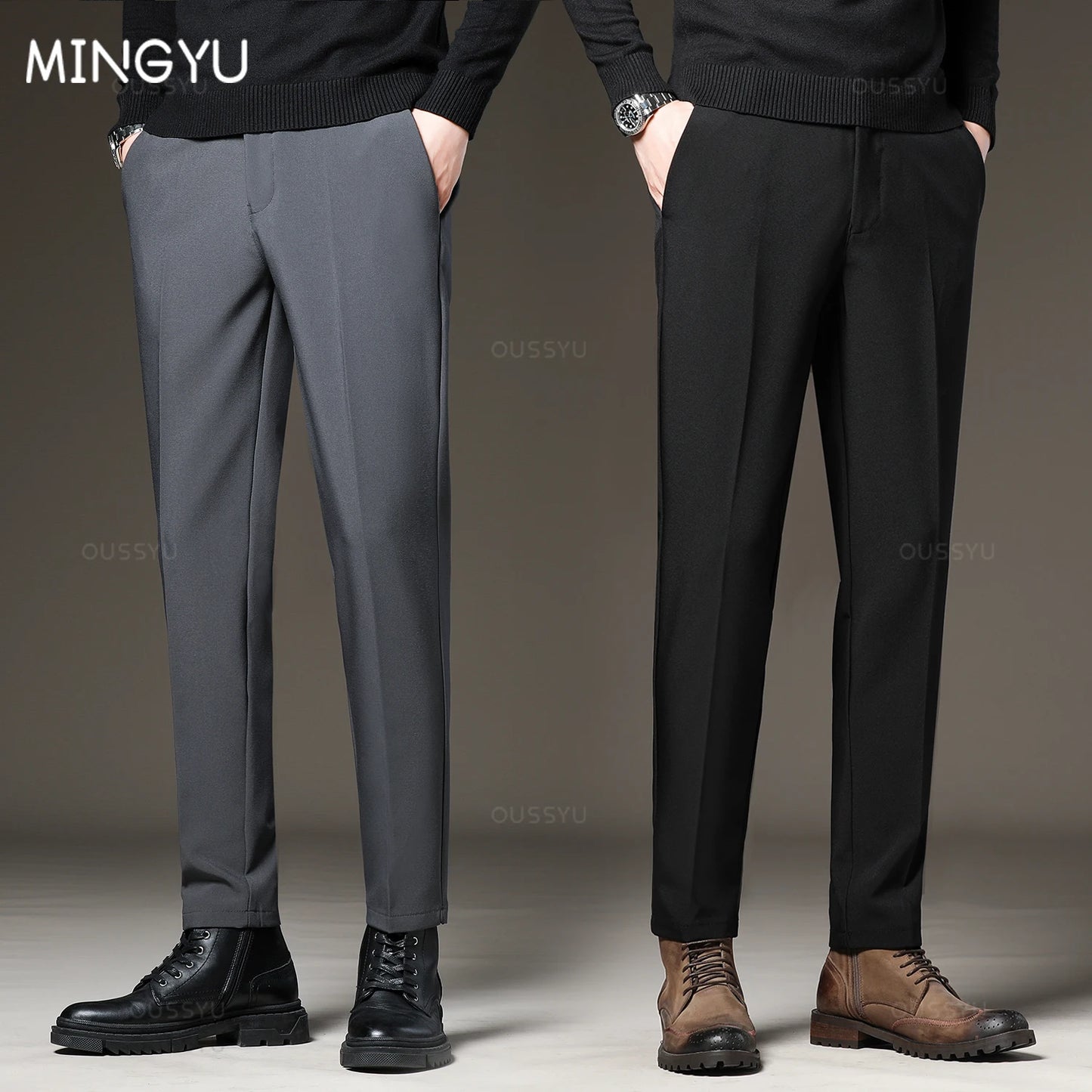 Men’s Formal Pants – Black & Grey Slim Fit
