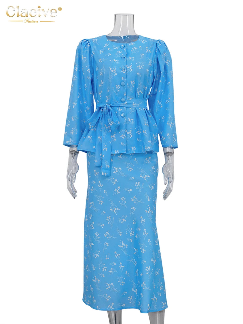 Clacive Street Elegance Two-Piece – Shirt & Skirt