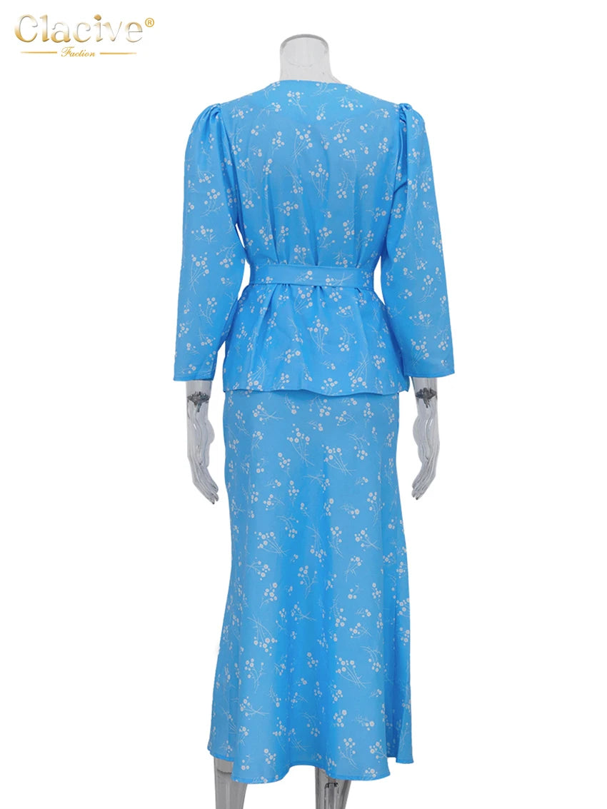 Clacive Street Elegance Two-Piece – Shirt & Skirt
