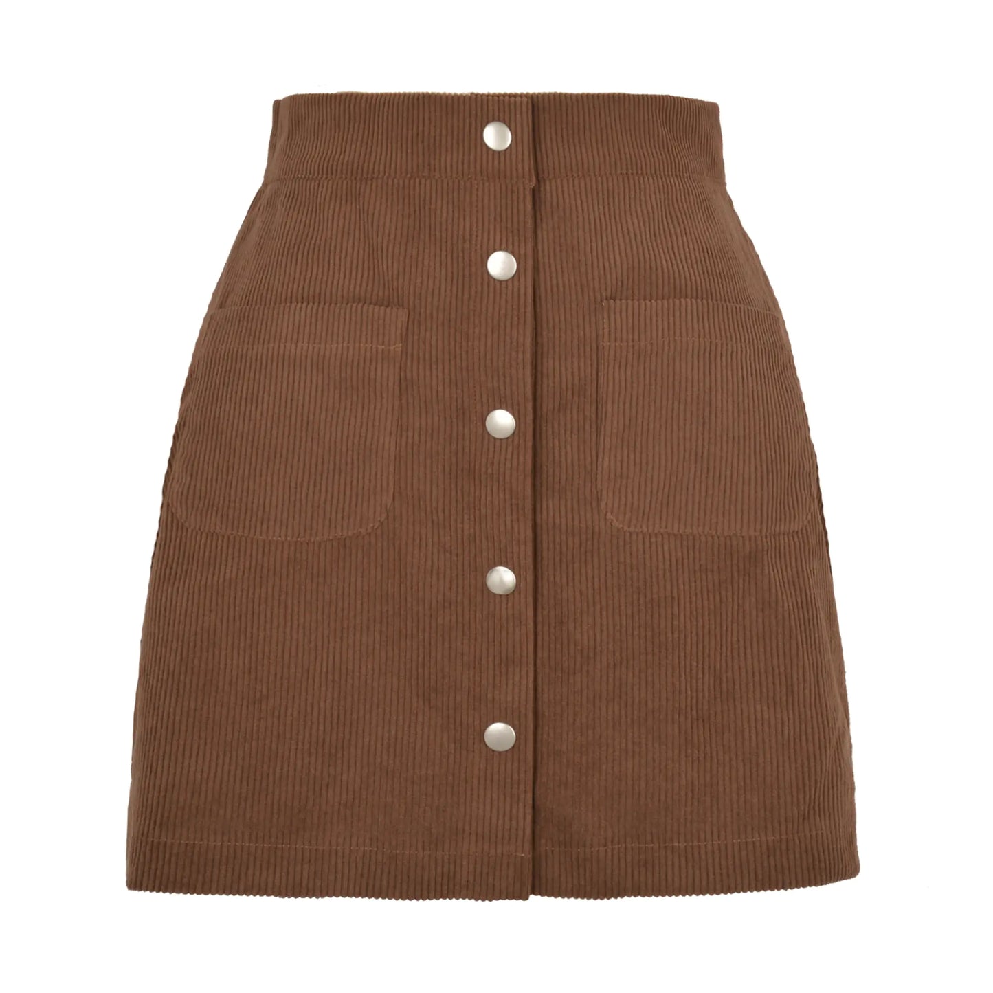 Single-breasted Slim Fit Solid Color Skirt