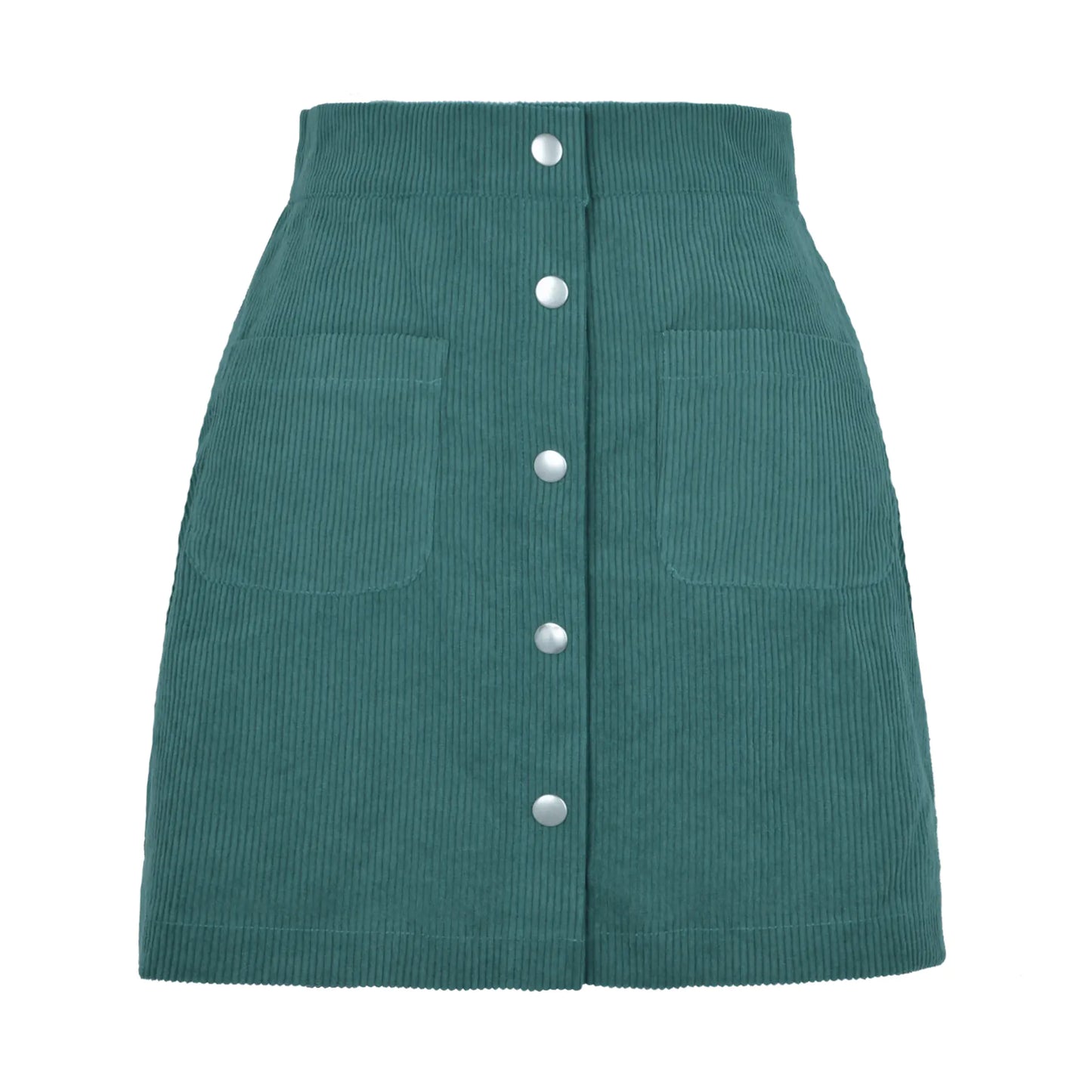 Single-breasted Slim Fit Solid Color Skirt